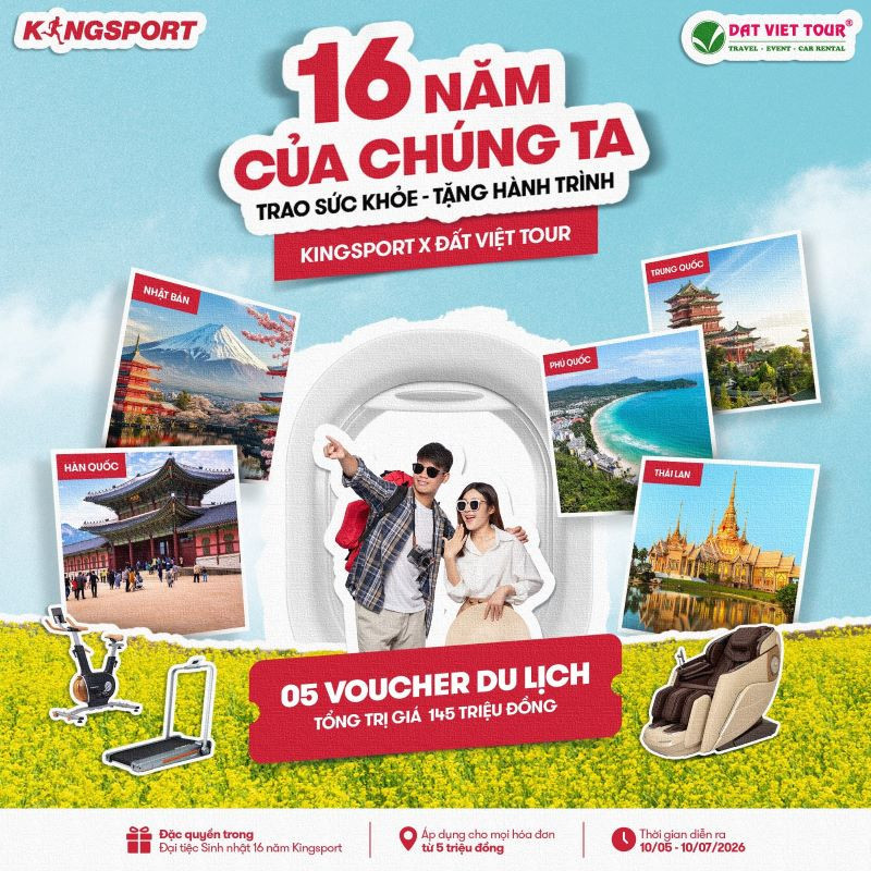 Mua hàng tại Kingsport sẽ có cơ hội tham gia vòng quay may mắn trúng voucher du lịch của Đất Việt Tour 